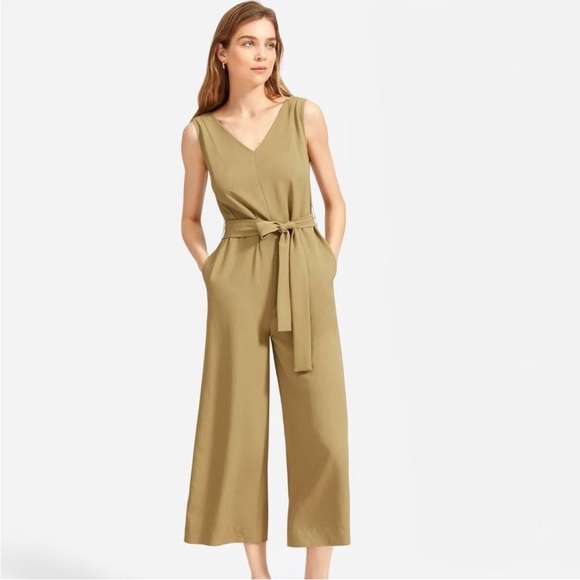 Everlane Pants - EVERLANE GoWeave Japanese Wide Leg Olive Belted Cottage Boho Comfy Luxe Jumpsuit